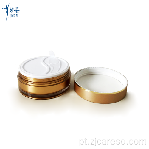 Frasco de creme cosmético de câmara dupla 100ml com espátula